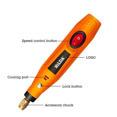 HILDA V12 Mini Hand Drill, Multifunktions Mini Gravur Stift,