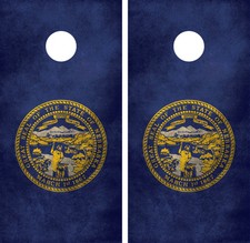 Nebraska Flag Grunge Distressed Cornhole Board Decal Wrap Wraps