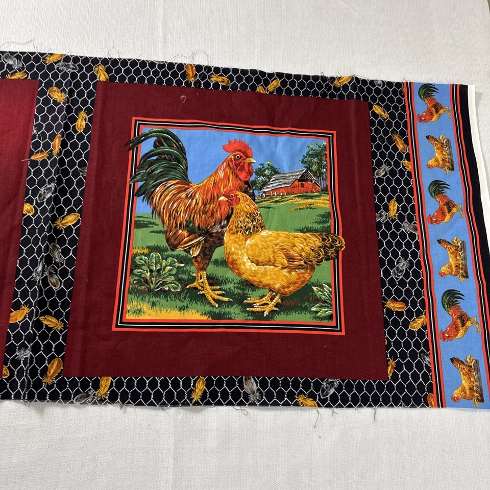 Almohadas con panel estampado de pollo y gallo Cranston acolchado artesanías casa de campo Foto 3 de 4
