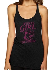 Feral Girl Summer Opossum, Funny Possum Meme Tri-Blend Racerback Tank Top