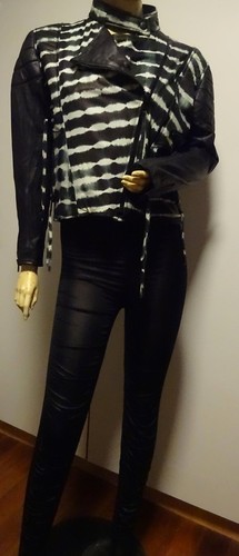 SHAKUHACHI Hand Made Tie Dye Leather Biker Jacket - Size 10 - SS 12/13 - Picture 7 of 15