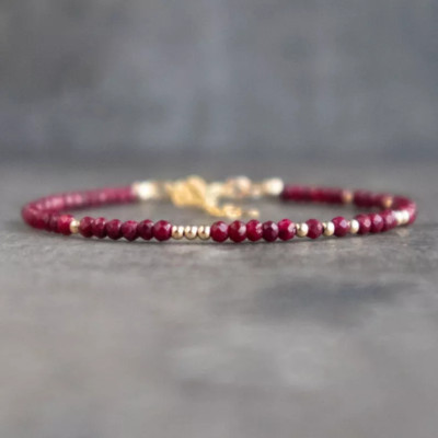 Ruby Women's Bracelet, July Birthstone Gift, Love Romantic Anniversary Jewellery