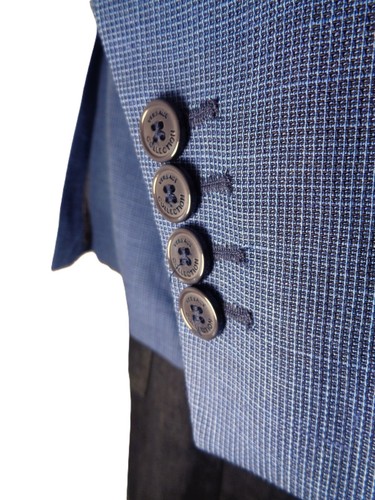 Authentic Gianni Versace Blue Pin Check Nailhead Tweed Sport Coat US 42 R New - Picture 4 of 16
