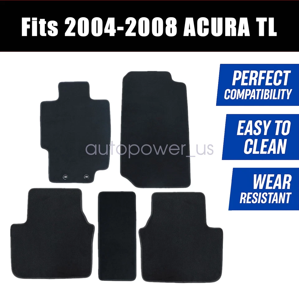 Alfombrillas de terciopelo negras 5 piezas para ACURA TL 2004-2008 4 puertas delanteras y traseras Foto 2 de 4