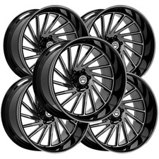 Set Of 5 Artem A205 Curvus Flow Formed 22x12 6x5.5 -44 Gloss Black Wheels
