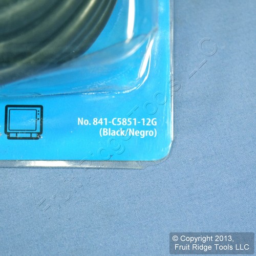 Leviton Black 12' Coaxial Video Cable w/ Gold Plug Ends RG59 C5851-12G-841 - 第 6/6 張圖片