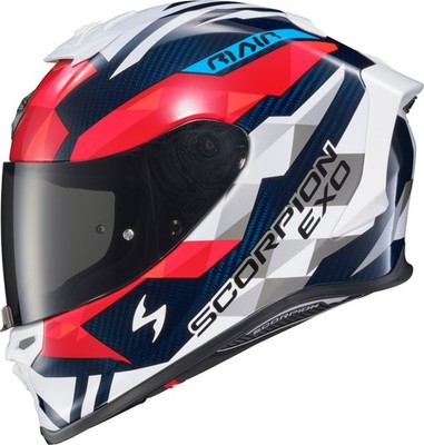 SCORPION EXO - R1 Air Full Face Helmet Carbon Rastor Red/Wht/Blue Md | R1C-2204