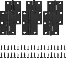 6PCS Heavy Duty Door Hinges, 75Mm (3 Inch) Black Butt Hinges for Cabinet, Wardro