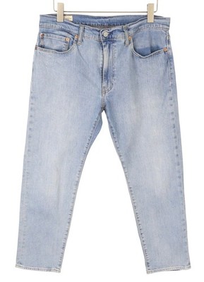 LEVI'S 502 Herren Jeans W34/L30 Blau Used Look Tapered Zip Fly Denim
