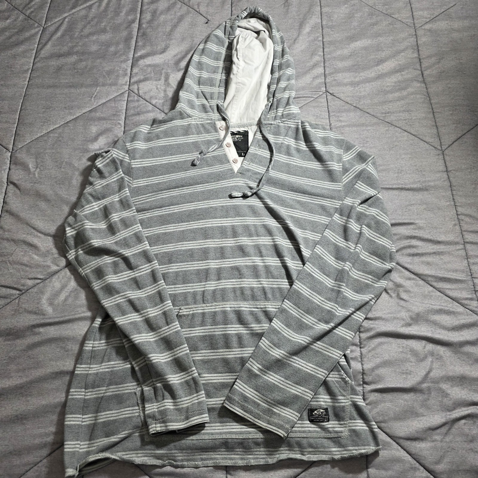 Vans Hoodie Pullover Long Sleeve Mens Large Gray Striped Skate