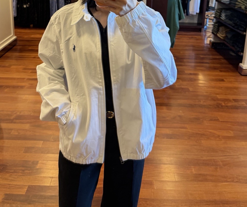 Polo Ralph Lauren Bayport Poplin Full Zip Jacket White Pony Logo