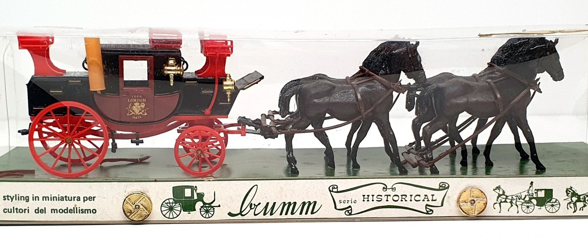 Miniature Brumm Série Historique 1/43, Voiture Poste Anglaise Attelée 1827, Réf 018