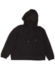 Zara Womens Oversized Hoodie Jumper UK 14 Medium Black Polyester HR38