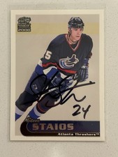 1999-00 Pacific Paramount Steve Staios #15 Auto Autograph Signed Canucks