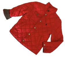Polo Ralph Lauren Boys Quilted Barn Jacket Red 8 Corduroy Flip Cuff Trim Pony