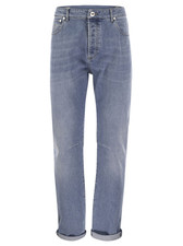 Brunello Cucinelli Light Wash Used Denim Relaxed Fit Jeans