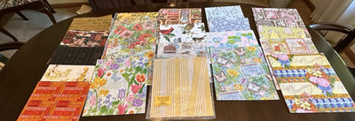 LOT OF 30+ VINTAGE ALL-OCCASIONS WRAPPING PAPER SHEETS, 1960-1980, SOME MULTIPLE