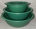 LOT OF 3 FULL SET VTG PYREX 325 323 322 GREEN CLEAR BOTTOM NESTING MIXING BOWLS