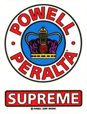Big Powell Peralta Skateboard Sticker Supreme Rot Blau Wei&szlig; Transp. 11,5x15,5cm