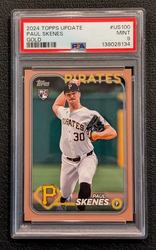 2024 Topps Update Paul Skenes Gold Parallel #'d/2024 #US100 Rookie RC PSA 9