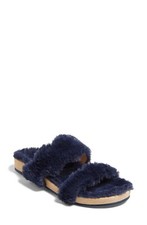 Jack Rogers Lauren Slippers Women's US 10 Blue Faux Fur Round Toe Slide JOBB1456