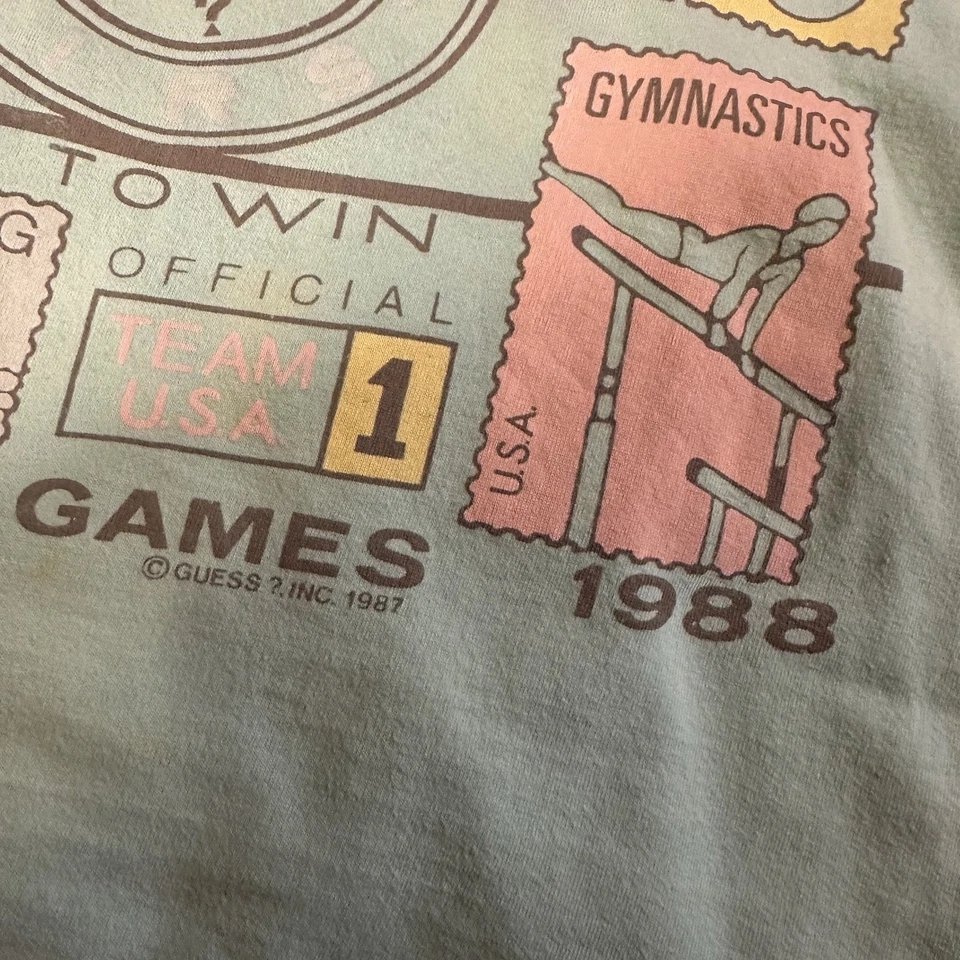 Camiseta vintage 1988 Guess Georges Marciano para mujer Juegos de verano rosa talla 1 Foto 4 de 4