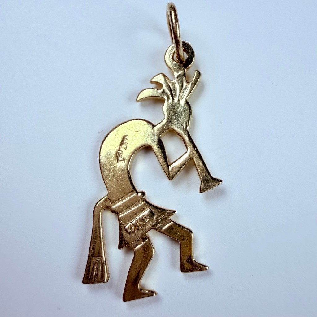 14K Solid Yellow Gold Native American Kokopelli F… - image 4