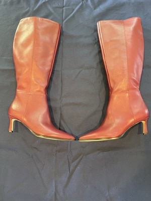 Steve Madden Maroon Leather boot 3  heel Sz11 Nwob