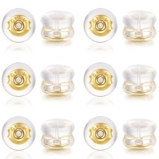 12PCS 18K Gold Earring Backs for Studs, Silicone Earring Backs Replacements f...