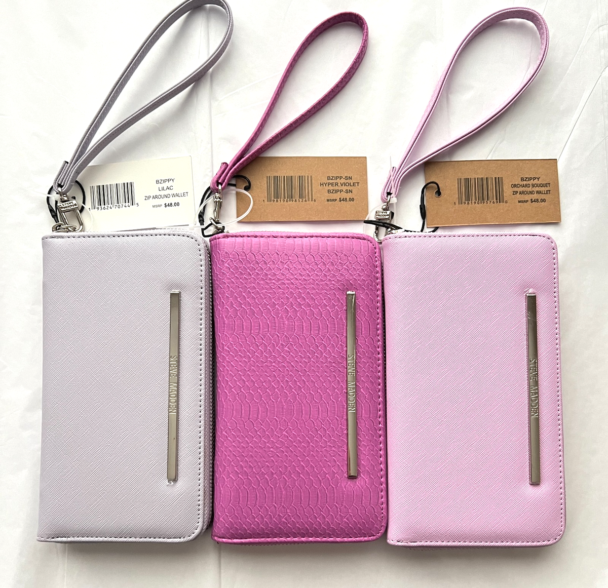 STEVE MADDEN BZIPPY ZIP AROUND WALLET WRISTLET SMOOTH TEXTURED NWT