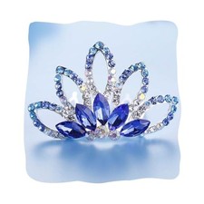 Rhinestone Little Tiara Crystal Hair Comb Birthday Gift Hair Accessories Blue