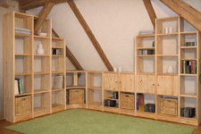 Bücherregal Eckregal Regalsystem CHESS Regal Kiefer natur flexibel & erweiterbar