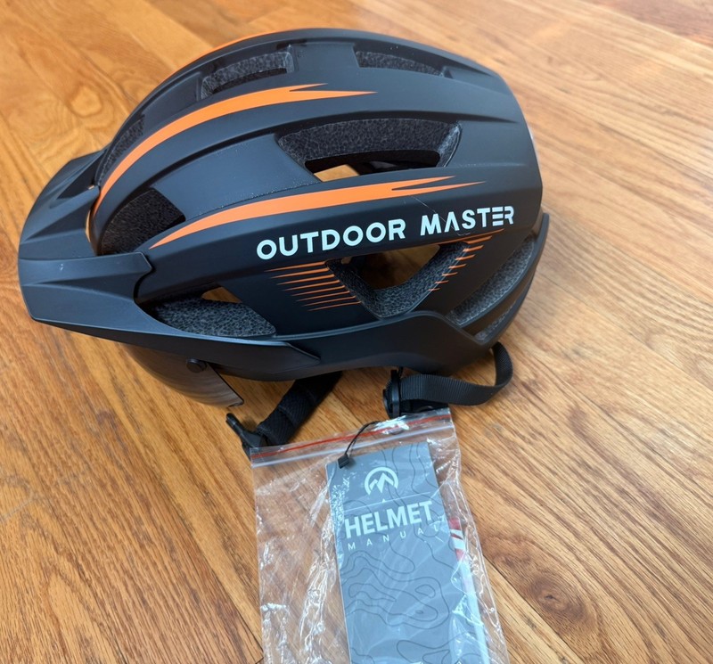 Outdoor Master Bike Helmet Adult Large Matte Black & Orange Adjustable