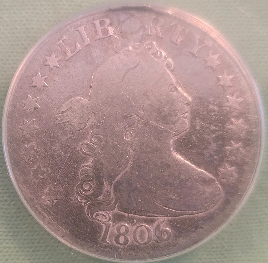 1806/5 B-1 Draped Bust Quarter 90% Silver ... see below - Image 3 of 4
