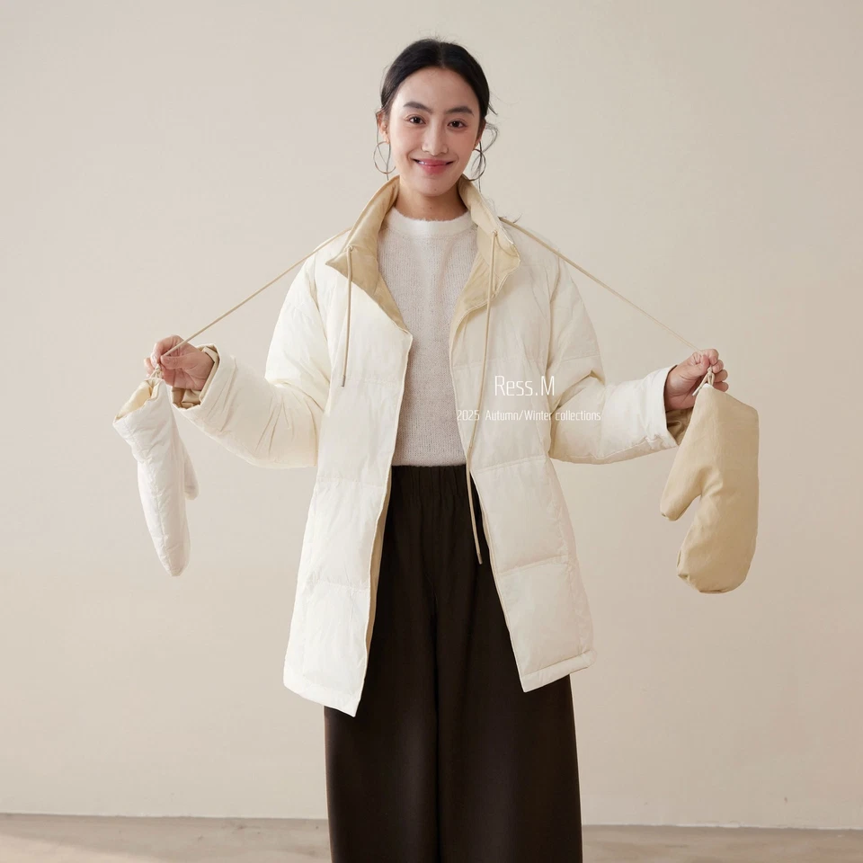 Casaco casual feminino 90% branco pato quente multicolorido médio longo jaquetas - Imagem 4 de 4