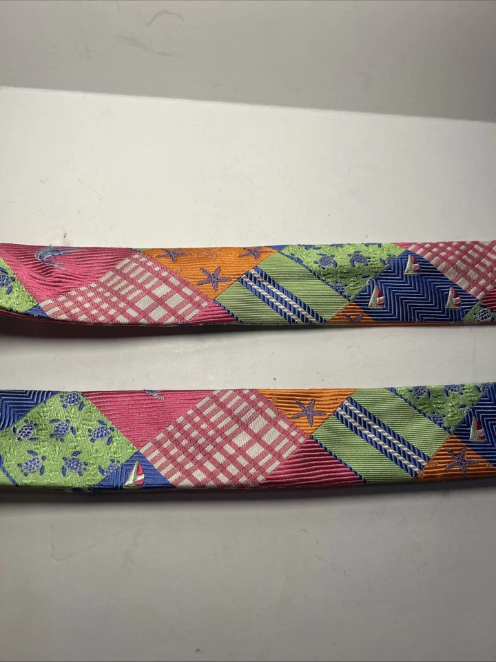 Cinturón Lilly Pulitzer Via Palm Beach 100% Seda Rosa Verde Talla L Mar Tema D Anillo Foto 4 de 4