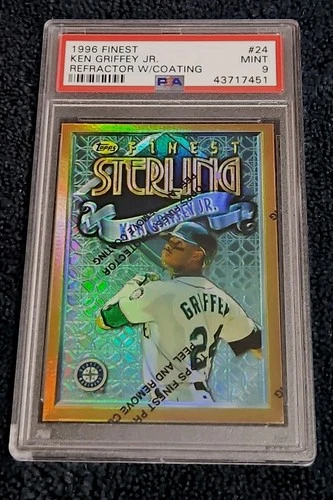 1996 Topps Finest REFRACTOR WITH PEEL #24 KEN GRIFFEY JR. PSA 9 Mint LOW POP 38