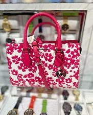 Michael Kors Sheila Medium Purse Shoulder Crossbody Satchel Bag Dragonfruit MK