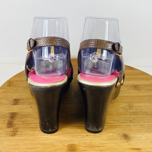 Lilly Pulitzer Shoes Sandals Brown Wooden Wedge Crisscross Callie Size 6.5M - Picture 4 of 6