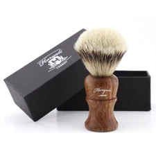 Wooden Men's Shaving Brush With Silver Tip synthetic Hairs Perfect Gift With Box