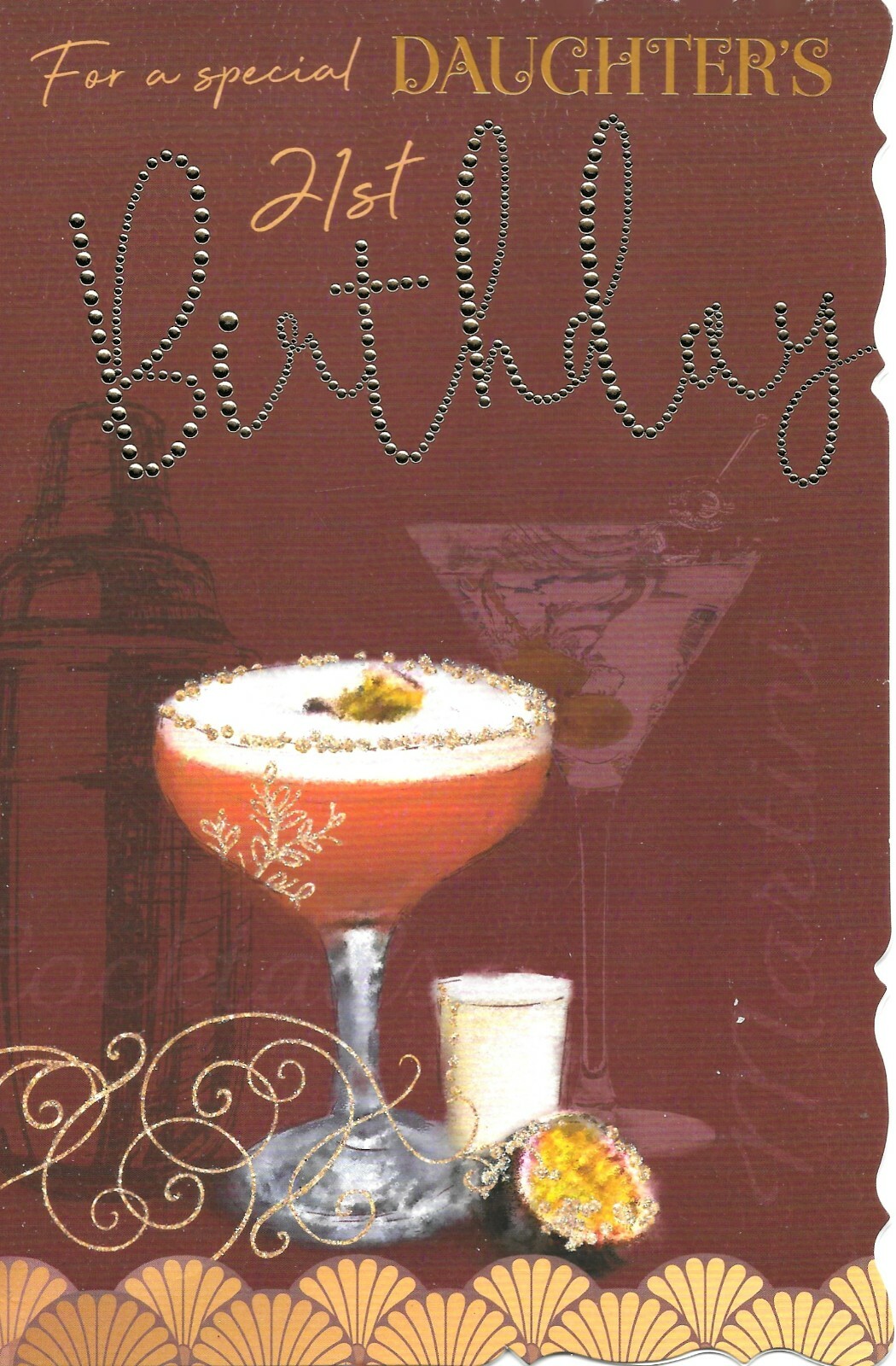 LARGER SIZE 21st BIRTHDAY CARD FOR DAUGHTER - AGE 21 - COCKTAILS