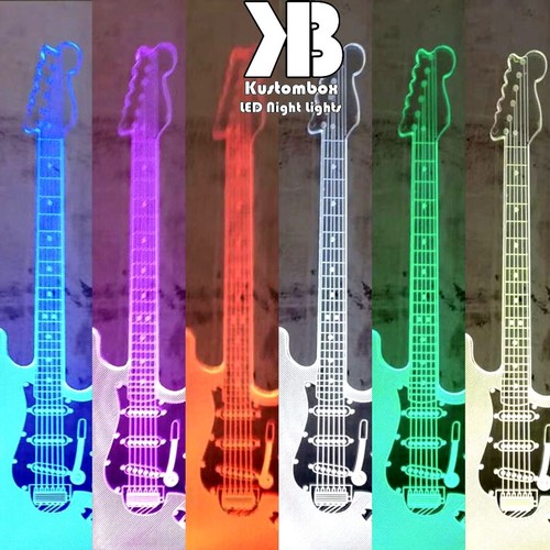ELECTRIC GUITAR 6 STRINGS 3D LED Battery USB Night Light 7 Colour Changing Room - Picture 3 of 11