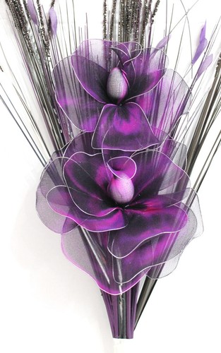 NETLON, LILA SILBERSPITZE BLUMENSTRAUSS, 58 cm, HANDGEFERTIGT KÜNSTLICH, KEINE VASE - Bild 5 von 6