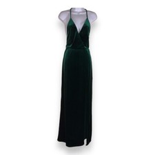 XS TOBI GREEN VELOUR GOWN FORMAL SLEEVELESS EVENT STRETCH