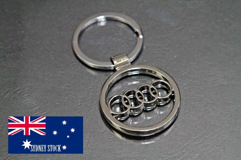 2 X Audi Brand Car Key Ring Nickel Plated Silver Metal Keyring Fob