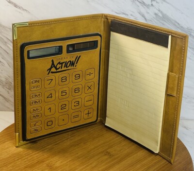 IDEAS IN ACTION Calculator Faux Leather Folder with Note Book 8.5x7 