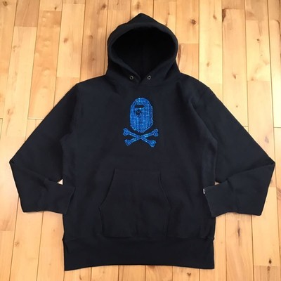 BAPE × CHAMPION Blue Swarovski Pullover hoodie Navy A