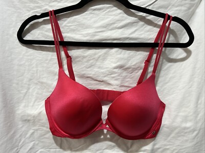 Victoria's Secret 32D Bra Very Sexy Push Up Hot Pink Split Strap
