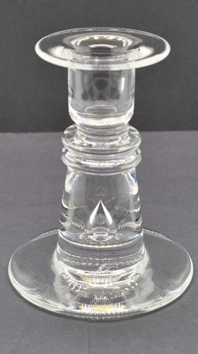 STEUBEN Crystal LOW TEARDROP CANDLESTICK Single Candle Holder SIGNED