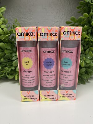 2 - AMIKA MIXTAPE Violet, Gold or Teal Toning Drops 1 fl oz.          2 BOTTLES!